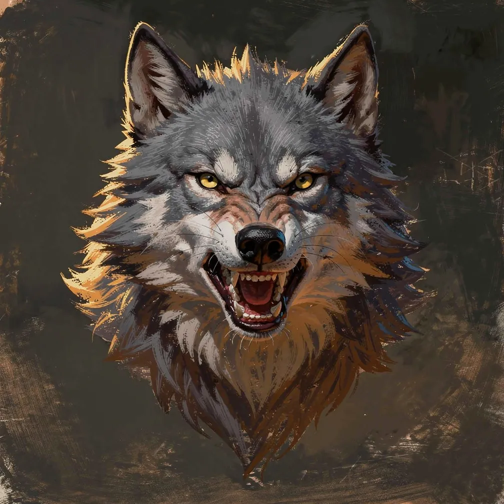 Painted portrait of the Dire Wolf, one of DANKGAME's units.
